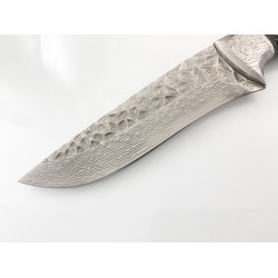 Ръчно направен ловен нож от Японска дамаска стомана с кожен калъф