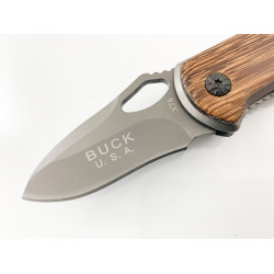 Сгъваем джобен нож с иноксово покритие и дървени чирени Buck X74