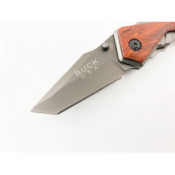 Сгъваем джобен нож с иноксово покритие и дървени чирени Buck X59