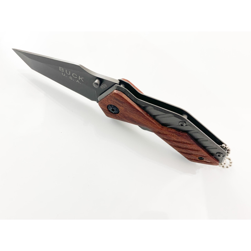 Сгъваем джобен нож с иноксово покритие и дървени чирени Buck X59