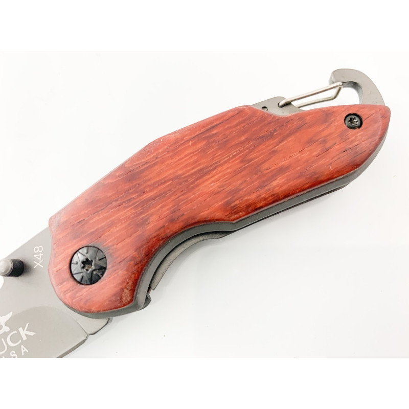 Сгъваем джобен нож с иноксово покритие и дървени чирени Buck X48