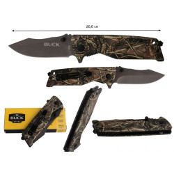 Сгъваем полуавтоматичен нож със сиво острие произведено от високовъглеродна неръждаема стомана - BUCK