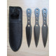 Комплект от три ножа / ками много добре балансирани за хвърляне с брезентов черен калъф