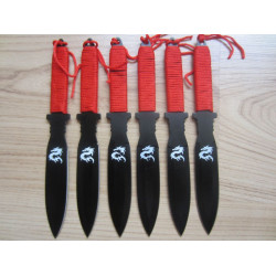 Комплект от шест броя ножове / ками за хвърляне със щампа дракон