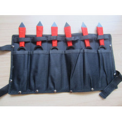 Комплект от шест броя ножове / ками за хвърляне със щампа дракон и текстилен калъф 