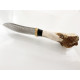 Ръчно направен ловен нож от дамаска стомана с VG 10 сърцевина и еленов рог дръжка