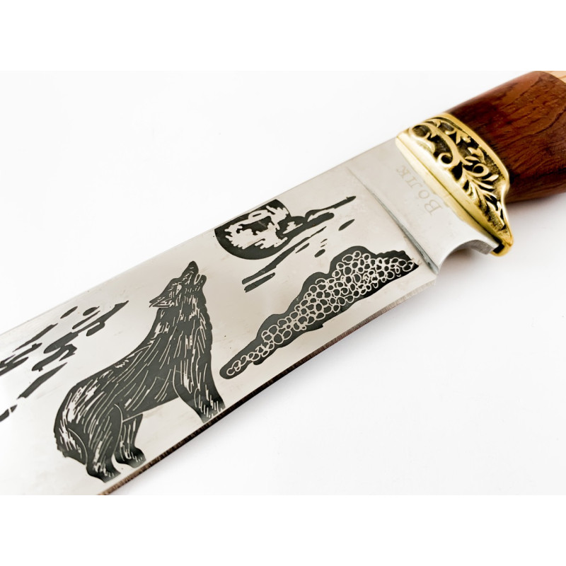 Гравиран ловен нож Вълк/Волк-руски