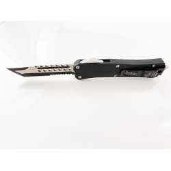 Microtech Black OTF- сгъваем автоматичен нож танто с 1/2 назъбено острие