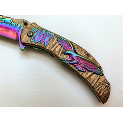 Сгъваем метален автоматичен нож 3D картина с орел