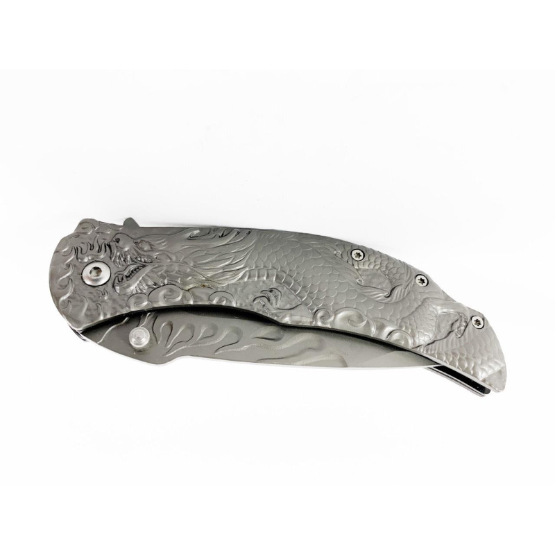 Сгъваем автоматичен нож метален с 3D картина на дракон Browning B063C