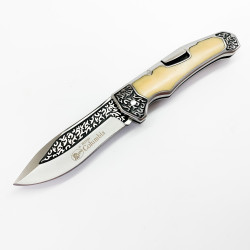 Сгъваем джобен нож с чирени от бял кориан Columbia B3154