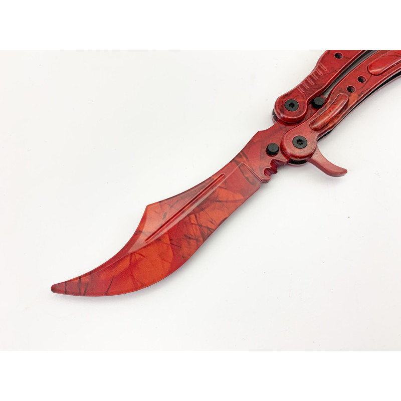 Нож пеперуда тренировъчен - цвят червен CS GO, butterfly knife trainer