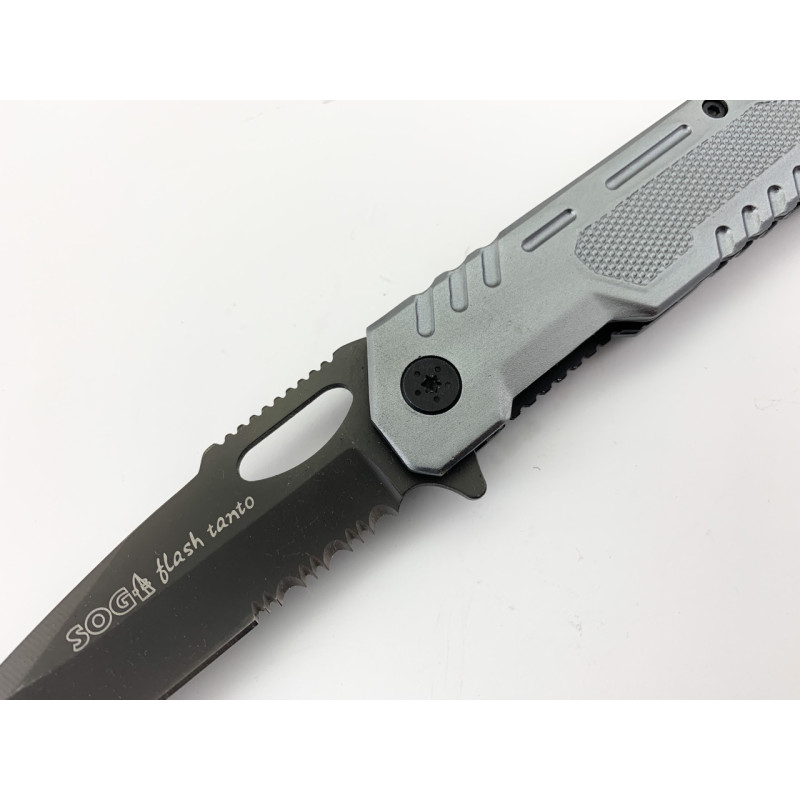 Сгъваем автоматичен нож Sog flash tanto частично серетирано острие