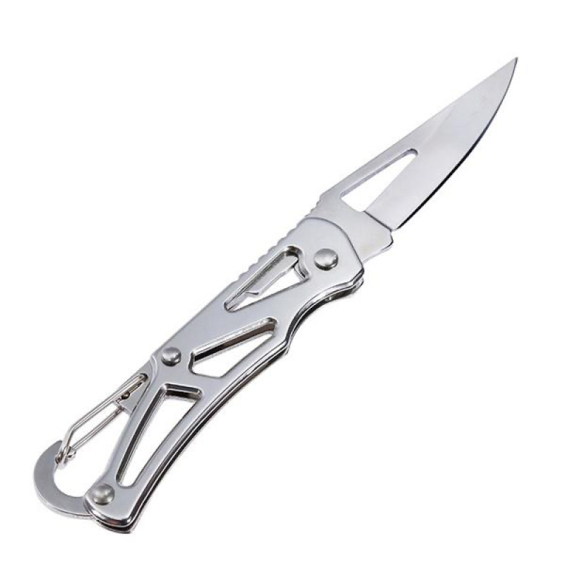 Малко джобно ножче за носене на ключодържател метален цвят