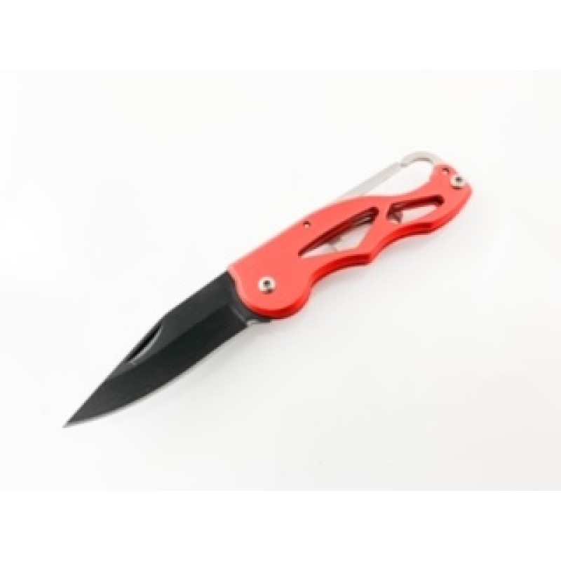 Малко джобно ножче за носене на ключодържател червен цвят с черно острие