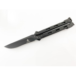 Нож пеперуда остър като бръснач,черен цвят - с клипс и калъф