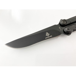 Нож пеперуда остър като бръснач,черен цвят - с клипс и калъф