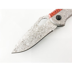 Сгъваем джобен нож с рисунка имитираща дамаска стомана Buck X82
