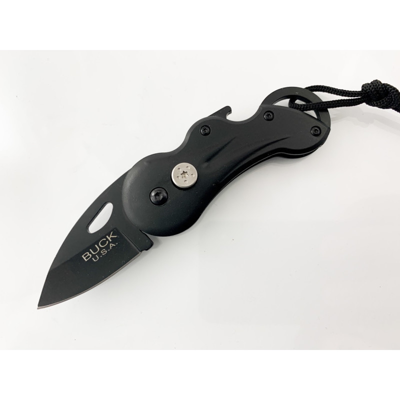 Сгъваем джобен нож за носене на ключодържател с черно антирефлекторно покритие Buck