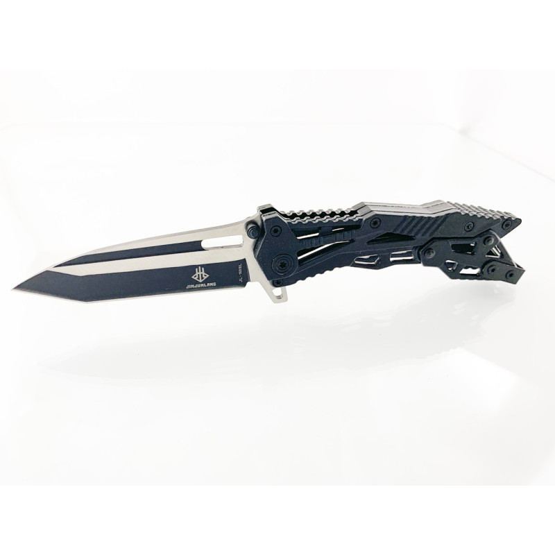 Сгъваем джобен нож черен цвят с калъф и клипс за носене на колана jl 16010c