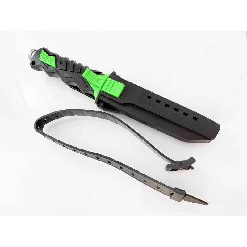 Водолазен ловен нож с гумирана фосфорно черна дръжка