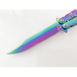 Нож пеперуда остър цвят хамелеон с клипс за носене на колан k-166 Нож пеперуда остър цвят хамелеон с клипс за носене на колан k-166