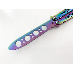 Нож пеперуда тренировъчен незаточен цвят хамелеон / rainbow