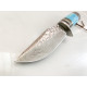 Ловен нож ръчно направен от дамаска японска стомана,дръжка от цветен кориан