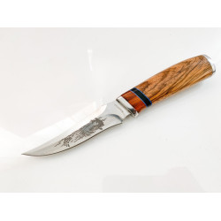 Руски ловен нож с гравирани Риби на острието стомана 65х13