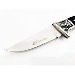 Сгъваем джобен нож с черна дръжка Columbia MC101 с инкрустиран тигър в гарда
