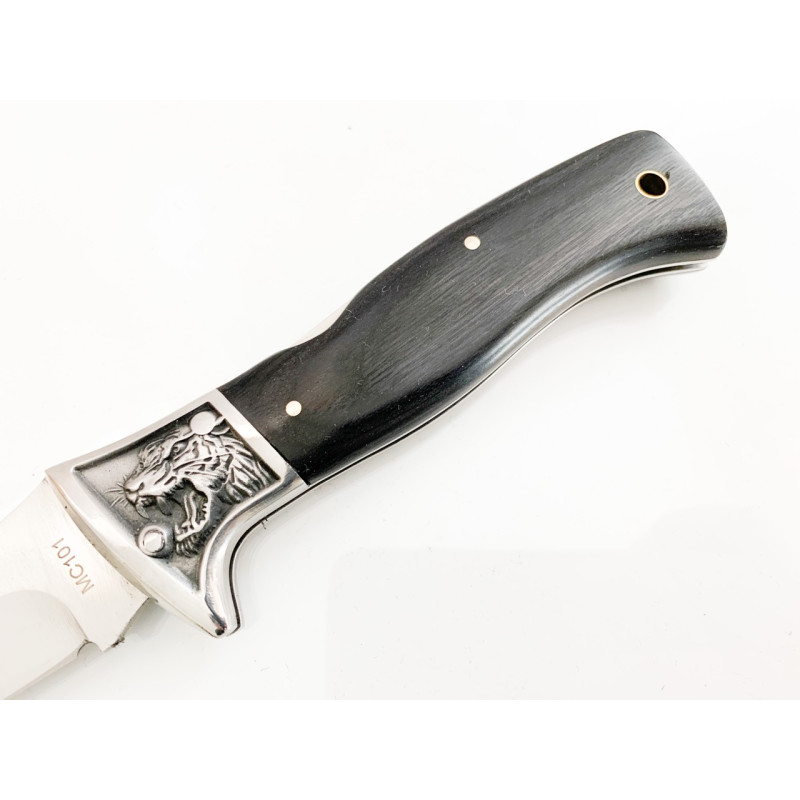 Сгъваем джобен нож с черна дръжка Columbia MC101 с инкрустиран тигър в гарда