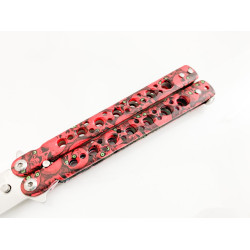 Тренировъчен нож пеперуда за трикове , не остър, червени черепи