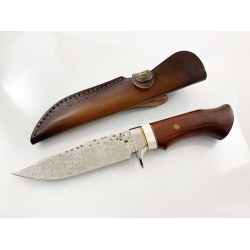 Ловен нож от дамаска стомана с дръжка от абаносово дърво и камилска кост
