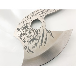 Руска компактна брадвичка с гравиран тигър Кемпинг Топор стал 65х13