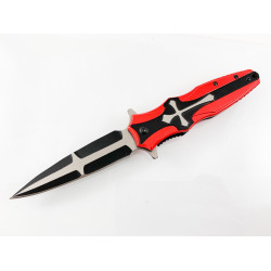 Автоматичен джобен нож кама едностранно заточен с кръстове с червени чирени