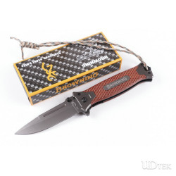 Сгъваем полуавтоматичен нож с дървени чирени и клипс за колан - Browing