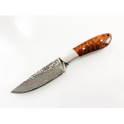 Ловен нож класически модел ръчно направен от дамаска японска стомана с чирени от Snakewood