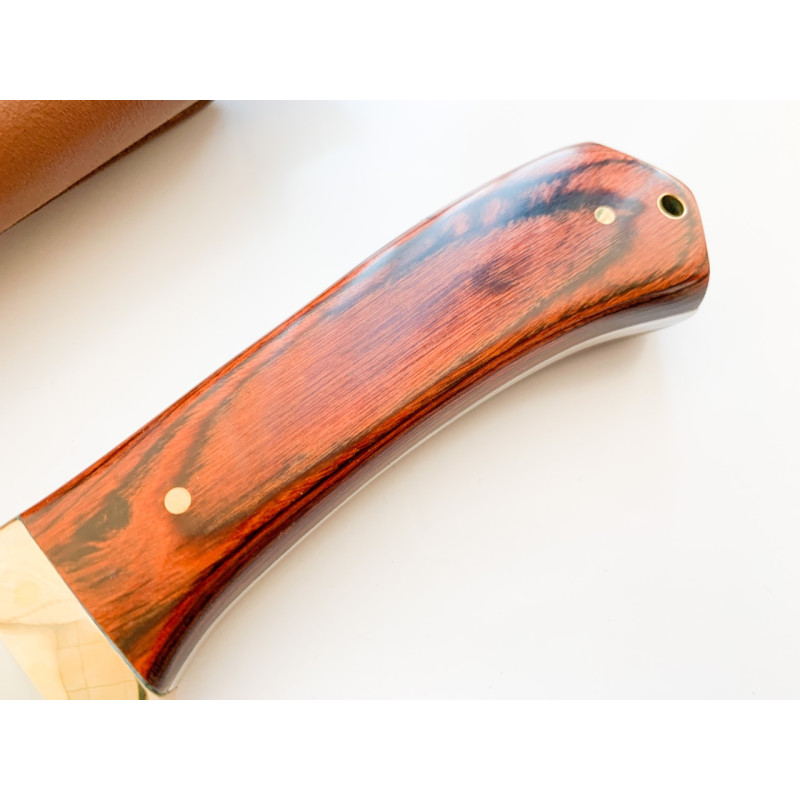 Голям масивен ловен нож ръчно направен с кожена кания фултанг D2 стомана