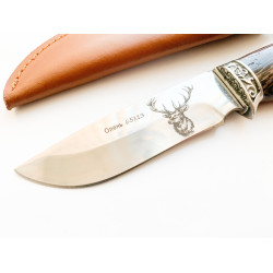 Руски ловен нож Олень Елен стомана 65х13 с кожена кания