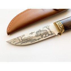 Руски ловен нож глиган стомана 65х13 с кожена кания