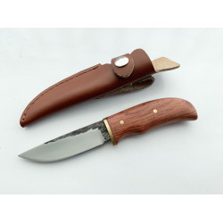 Малко джобно ножче с фиксирано острие ръчна изработка с кожен калъф за носене на колана