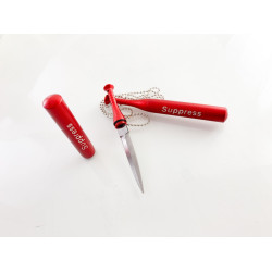 Медальон ключодържател бухалка със скрита кама в нея ,Suppress червена