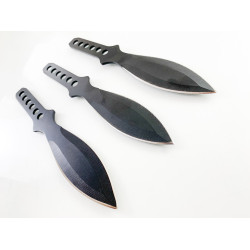 Класически черни добре балансирани ками ножове кунай за хвърляне с калъф за носене на колан