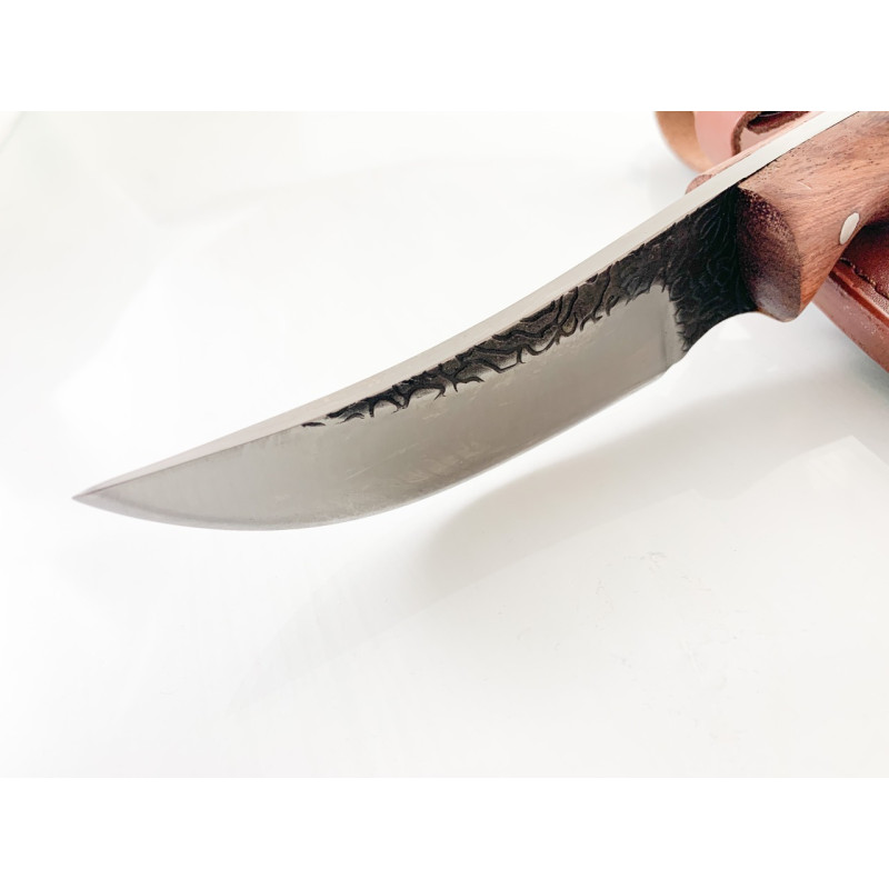 Ръчно кован ловен нож с извито острие подходящ за дране фултанг