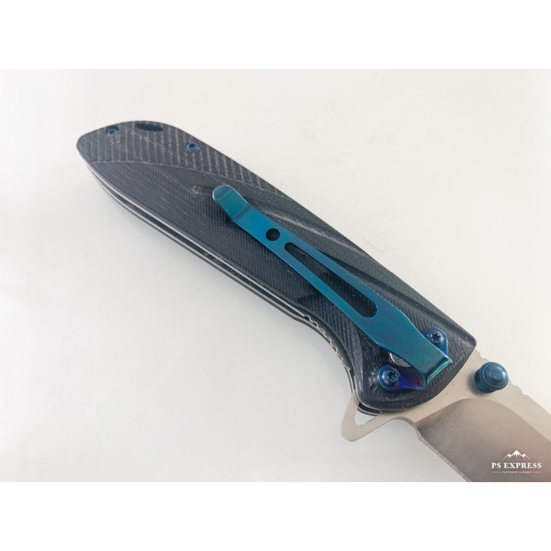 Сгъваем автоматичен нож D2 стомана и дръжка G10 син клипс за колана