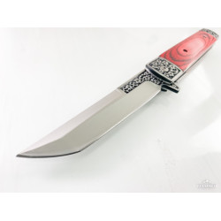 Сгъваем автоматичен джобен нож с дървени чирени и танто острие