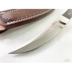 Ловен нож с кожена кания и извито острие KnifeSD подходящ за къмпинг и туризъм