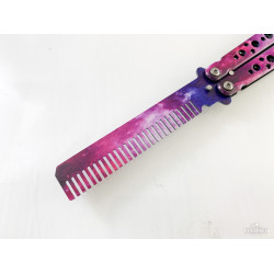 Детски нож пеперуда с форма на гребенче с калъф - Galaxy