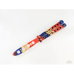 Детски нож пеперуда с калъф - шарен цвят - незаточен тренировъчен