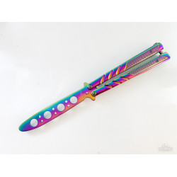 Масивен метален нож пеперуда подходящ  пружинен механизъм Rainbow футуристичен дизайн